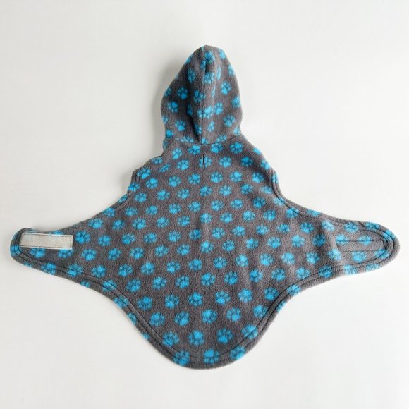 Luv-a-Pet Gray & Blue Paw Print Fleece Pullover Dog Hoodie Medium - Picture 4 of 6